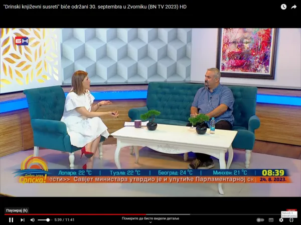 Dejan Spasojević u jutarnjem programu RTV BN ( video ) najava 7. Drinskih njiževnih susreta