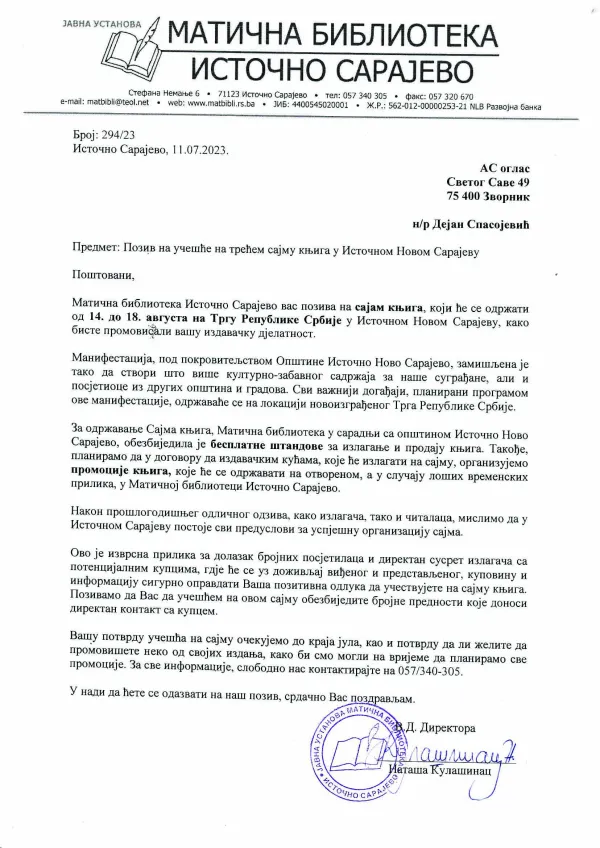 ASoglas izdanja na sajmu knjige u Istočnom Sarajevu